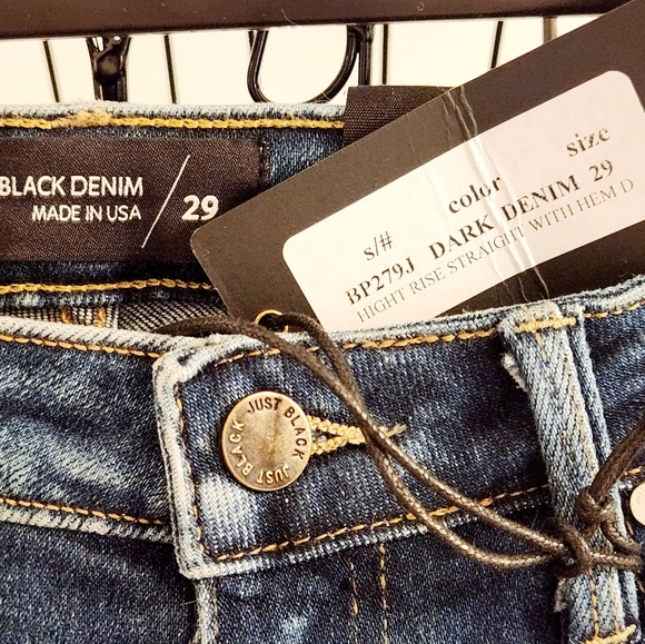 JUST BLACK DENIM Distressed high rise straight JEANS SZ 29 - Picture 2 of 4